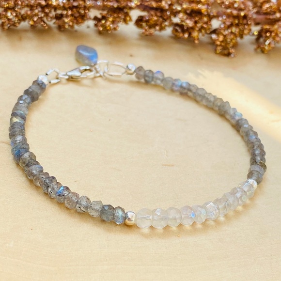 Moonstone & Labradorite Sterling Silver Bracelet - Picture 6 of 13